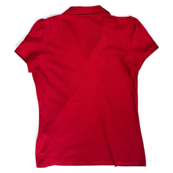 Burberry Brit Polo Shirt Blouse Top Red Check Trim XL Holiday Gift Ready Festive - Picture 2 of 6